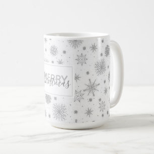 Silberschneeflocken Weißes Design Kaffeetasse