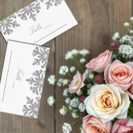 Silberschneeflocken Winterhochzeit Platzkarte