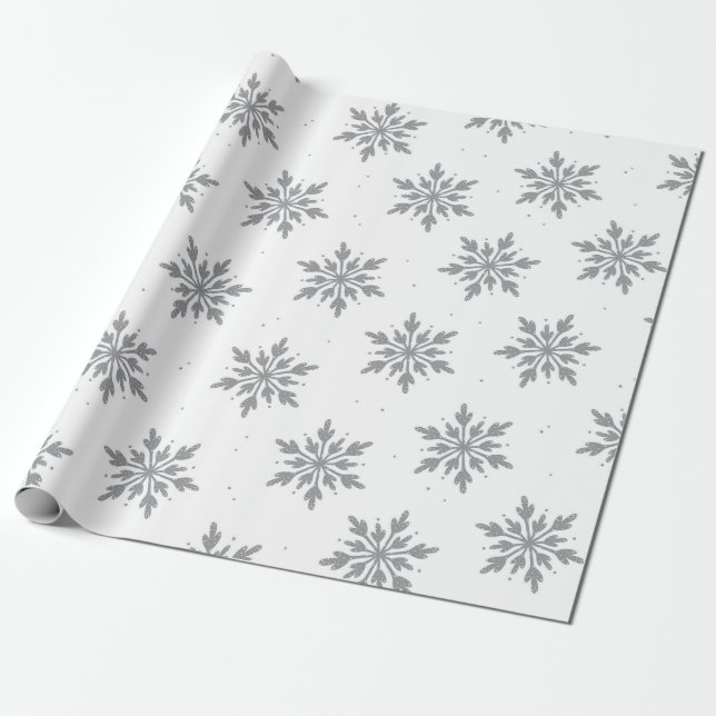 Silberschneeflockenpapier Geschenkpapier (Ungerollt)