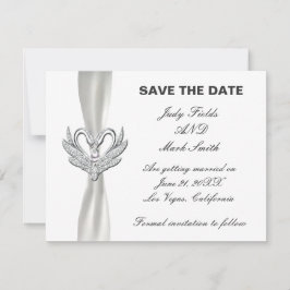 Silberschwänze mit weißer Ribbon Save the Date Einladung