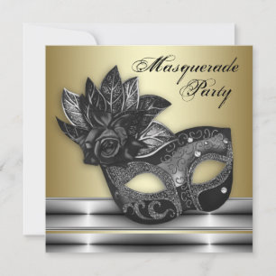 Silberschwarz-Masquerade-Party Einladungen