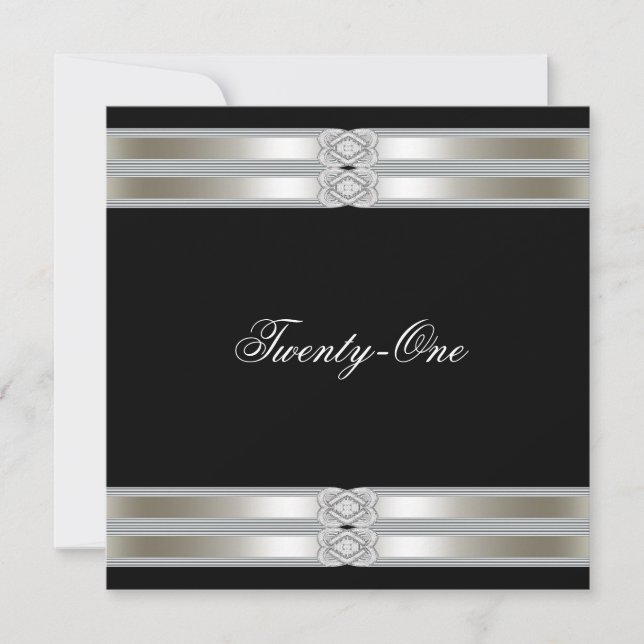 Silberschwarze Frauen 21. Geburtstag Party Einladung (Vorderseite)