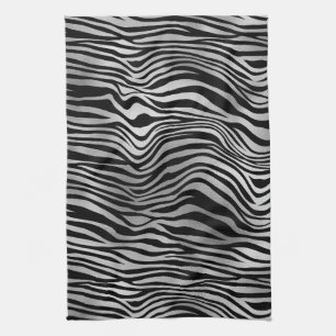 Silberschwarze Zebradrucke Geschirrtuch