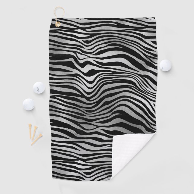 Silberschwarze Zebradrucke Golfhandtuch (Insitu)