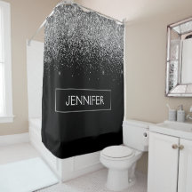 Silberschwarzer Glitzer Girl Monogram Name