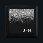 Silberschwarzer Glitzer Monogram-Mädchenname Erinnerungskiste<br><div class="desc">Schwarz und Silber Sparkle Glitzer Monogram Name Jewelry Keepake Box. Dies macht den perfekten Abschluss,  Geburtstag,  Hochzeit,  Brautparty,  Jubiläum,  Babydusche oder Junggeselinnen-Abschied Geschenk für jemanden,  die Lieben glamourösen Luxus und schicke Stile.</div>