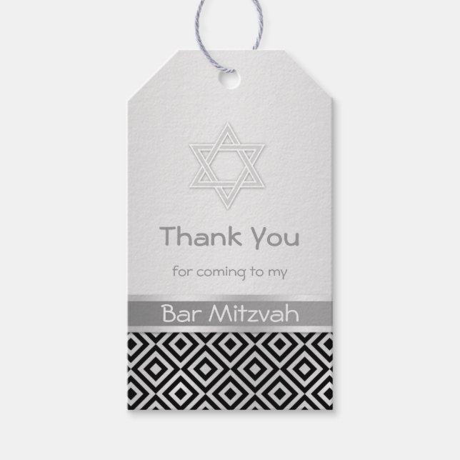 Silberschwarzes Diamantenmuster Bar Mitzvah Gesche Geschenkanhänger (Vorderseite)