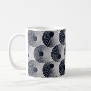 Silberschwarzes Mosaik: Konzentrische Ringe Textur Kaffeetasse