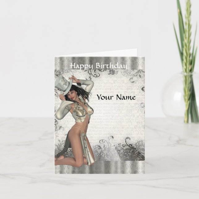 Silbershowgirl Geburtstag Karte (Vorderseite)