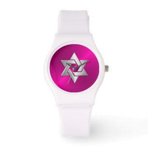 Silberstar von David auf Hot Pink Armbanduhr
