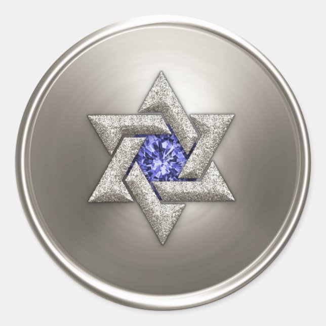Silberstar von David Blue Gem Runder Aufkleber (Vorderseite)