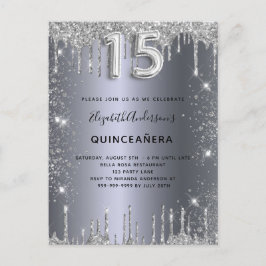 Silberstaub aus Quinceanera-Glitzer Einladungspostkarte