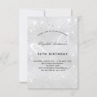 Silberstaub-Schmetterling zum Geburtstag, elegant, Einladung