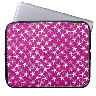Silbersterne auf Amethystisch lila Laptopschutzhülle
