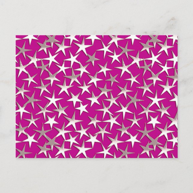 Silbersterne auf Amethystisch lila Postkarte (Vorderseite)