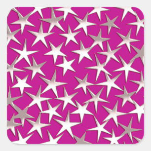 Silbersterne auf Amethystisch lila Quadratischer Aufkleber