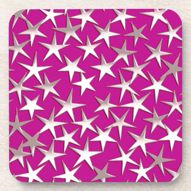 Silbersterne auf Amethystisch lila Untersetzer (Vorderseite)