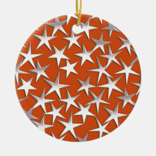 Silbersterne auf Kupfer Keramikornament (Vorne)