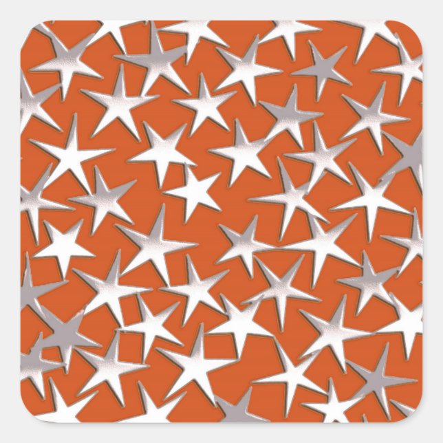 Silbersterne auf Kupfer Quadratischer Aufkleber (Vorderseite)