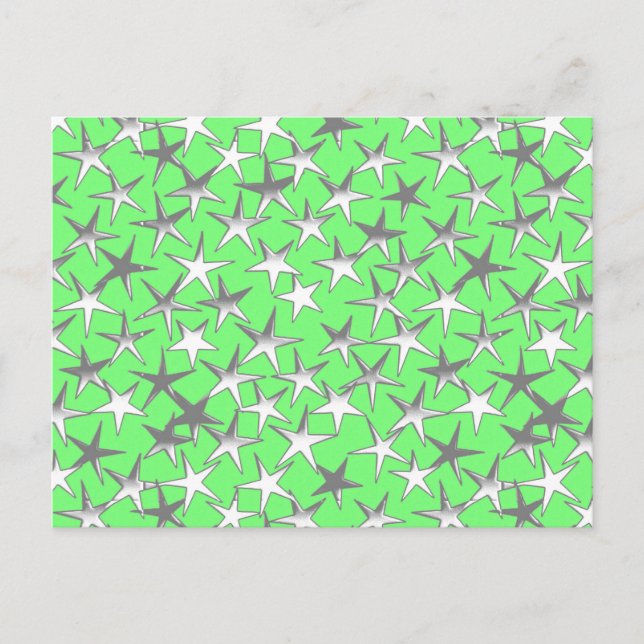 Silbersterne, auf Limettengrün Postkarte (Vorderseite)