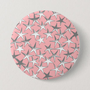 Silbersterne, auf rosa Muschel Button