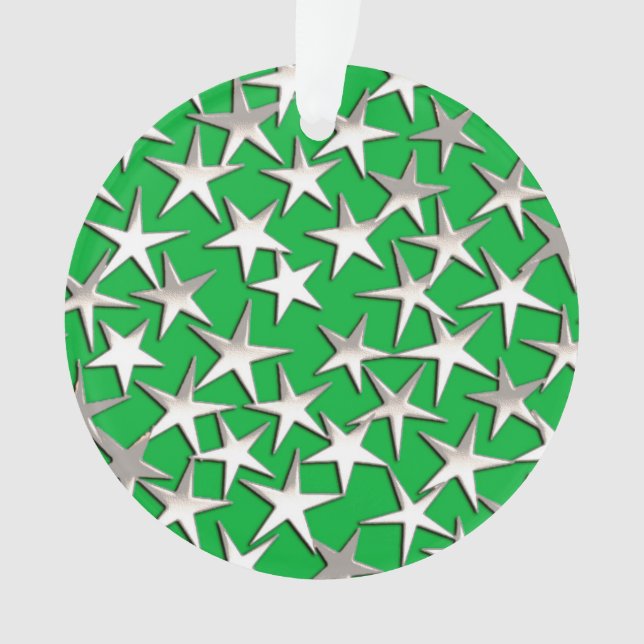 Silbersterne auf Smaragdgrün Ornament (Vorderseite)