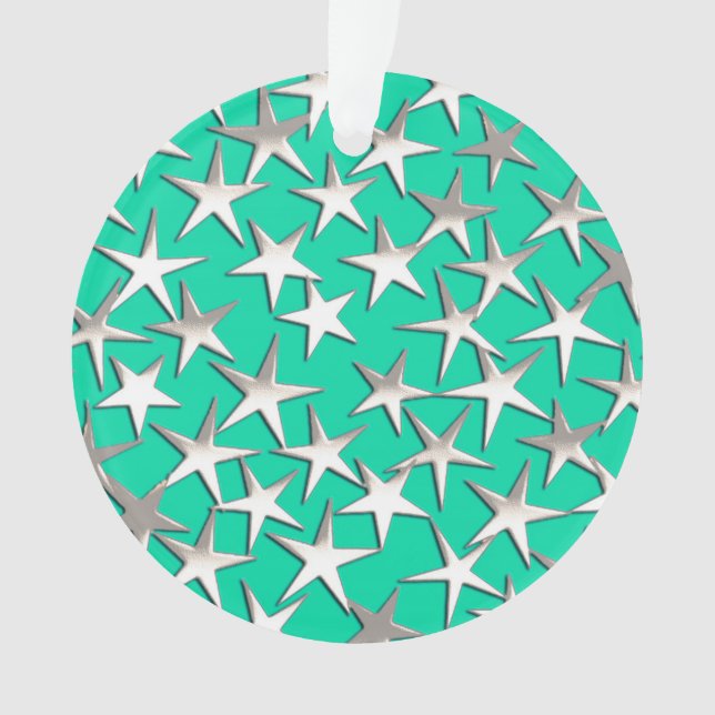 Silbersterne auf Türkis Ornament (Vorderseite)