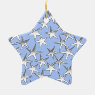 Silbersterne, blass keramikornament