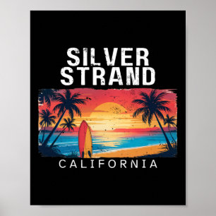 Silberstrand-Strand Kalifornien Männer Frauen Surf Poster