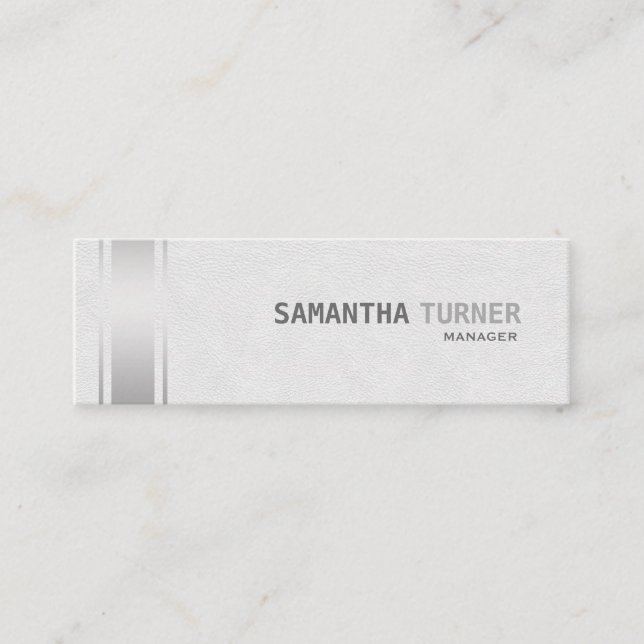 Silberstreifen Berufliches Leder Mini Visitenkarte (Vorderseite)