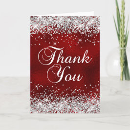 Silberstreifen Glitzer Dunkler Rotglasfolien Dankeskarte