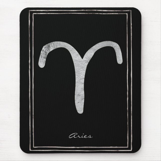 Silberstylisierte Aries-Symbol Mousepad (Vorne)