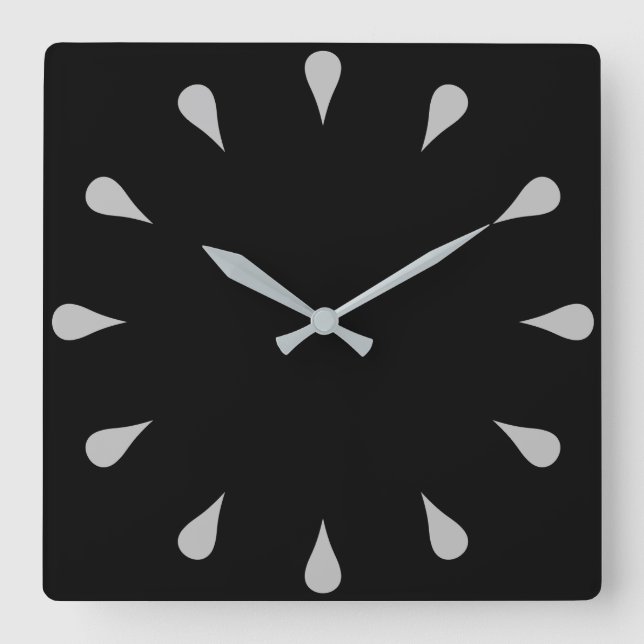 Silberteardrops Quadratische Wanduhr (Vorderseite)