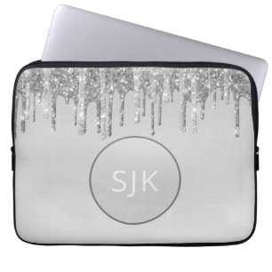 Silbertrockner Glitzer Mädchen Mit Monogramm Laptopschutzhülle