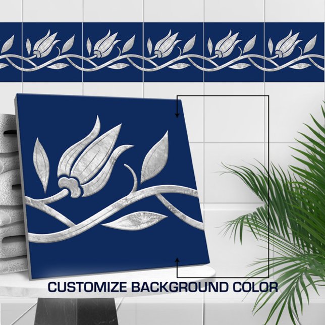 Silbertürkischer Tulpe Seamless Border Fliese (Von Creator hochgeladen)