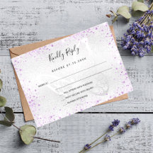 Silberviolett-Glitzer-Schmetterling-Hochzeit RSVP