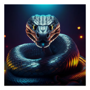 Silberviper Schlange Zunge Flicken Poster