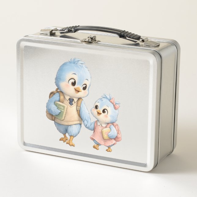 Silbervogel-Bruder-Lunchbox Metall Brotdose (Vorderseite)