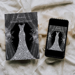 Silbervorhänge Kleidung Frauen 60. Geburtstagspart Einladung