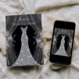 Silbervorhänge Kleidung Frauen 70. Geburtstagspart Einladung