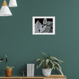 Silberweiße Engel Flügel Pflanze Floral Poster