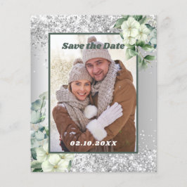 Silberweiße Fotos Save the Date Hochzeit Flyer