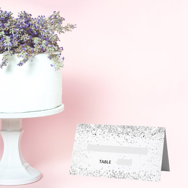 Silberweiße Glitzer Glitzern Hochzeit Platzkarte (Von Creator hochgeladen)