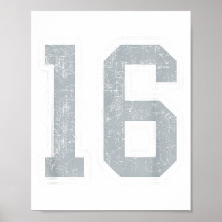 Silberweiße Nummer 16 Trikot Spieler Uniform #16 Poster