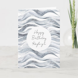 Silberweiße Waves Geburtstag Karte