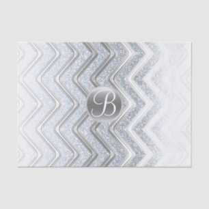 Silberweißer Chevron-Shine-Monogrammbuchstabe Init Seidenpapier