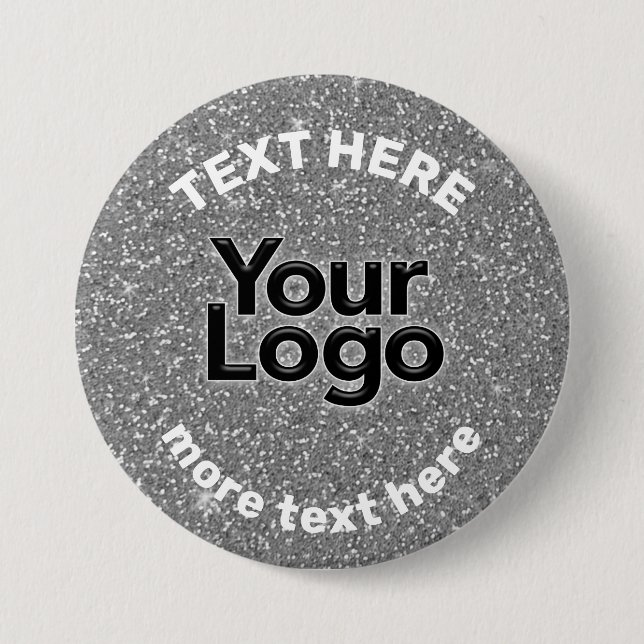 Silberweißer Glitter Geschäft Logo DIY Werbemittel Button (Vorderseite)
