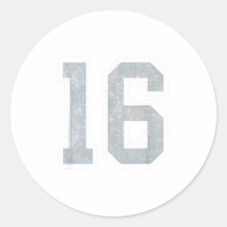 Silberweißes Trikot Nummer 16 Spieleruniform #16 Runder Aufkleber