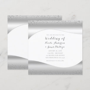 Silberwelle Funkeln Glitter Luxus Glam Hochzeit Einladung