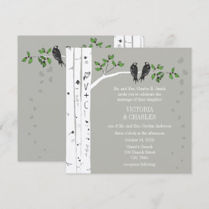 Silberwolken-Birke Vintage-Vögel Hochzeitseinladun Einladung